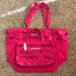 Victoria Secret Sequence Large & Mini Tote Bag Set